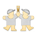 14k Two-tone The Kids Medium Double Boys Engravable Kiss Charm