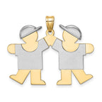 14k Two-tone The Kids Medium Double Boys Engravable Kiss Charm