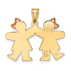 14k Two-tone The Kids Small Double Girls Engravable Kiss Charm