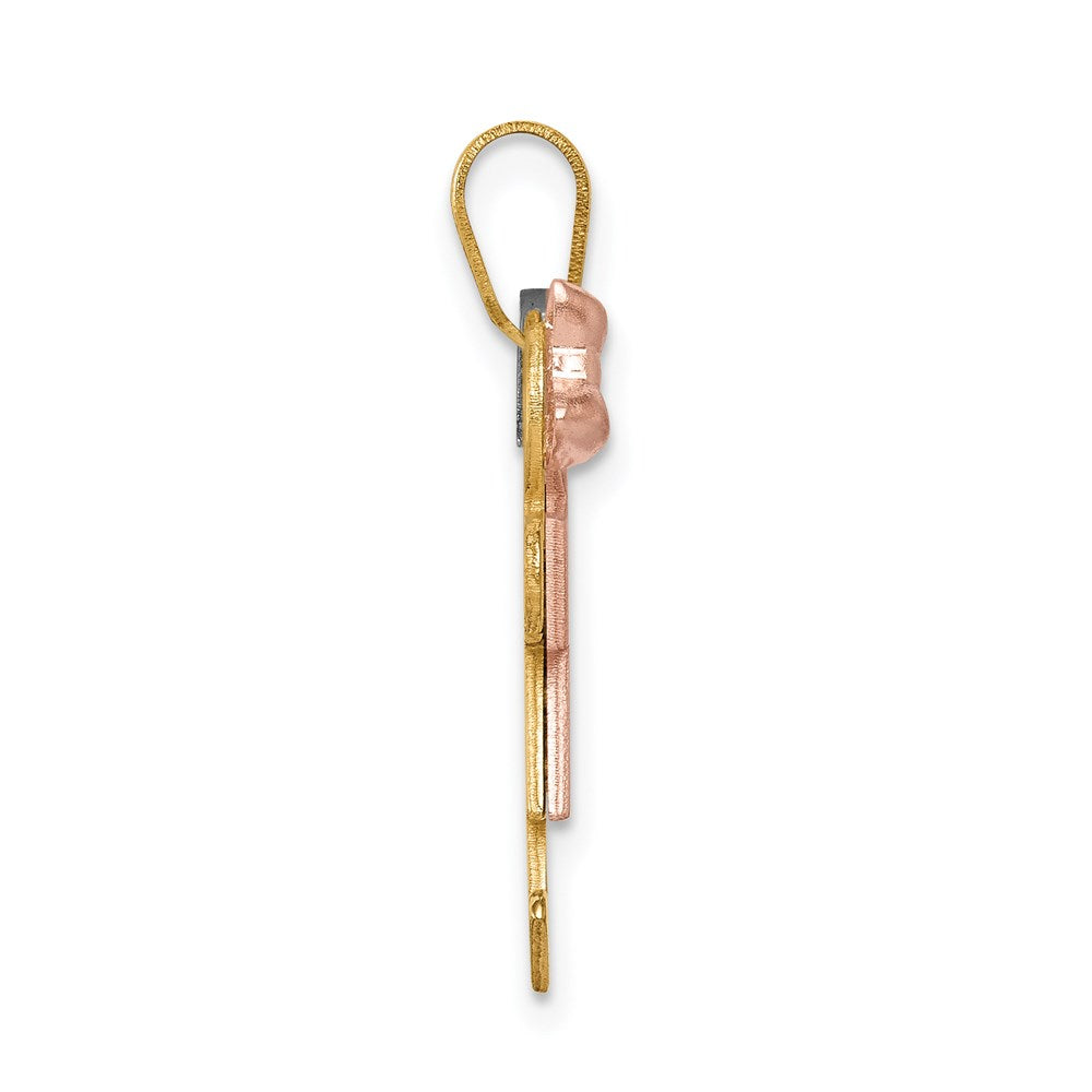 14k Tri-color The Kids Small Girl on Left and Boy on Right Engravable Kiss Charm