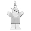 14k White Gold The Kids Large Boy with Hat on Right Engravable Love Charm