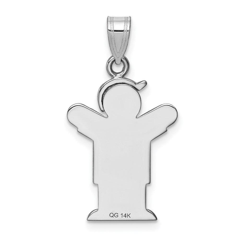 14k White Gold The Kids Small Boy with Hat on Right AA Diamond Love Charm