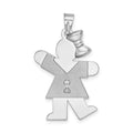 14k White Gold The Kids Medium Girl with Bow on Right AA Diamond Kiss Charm