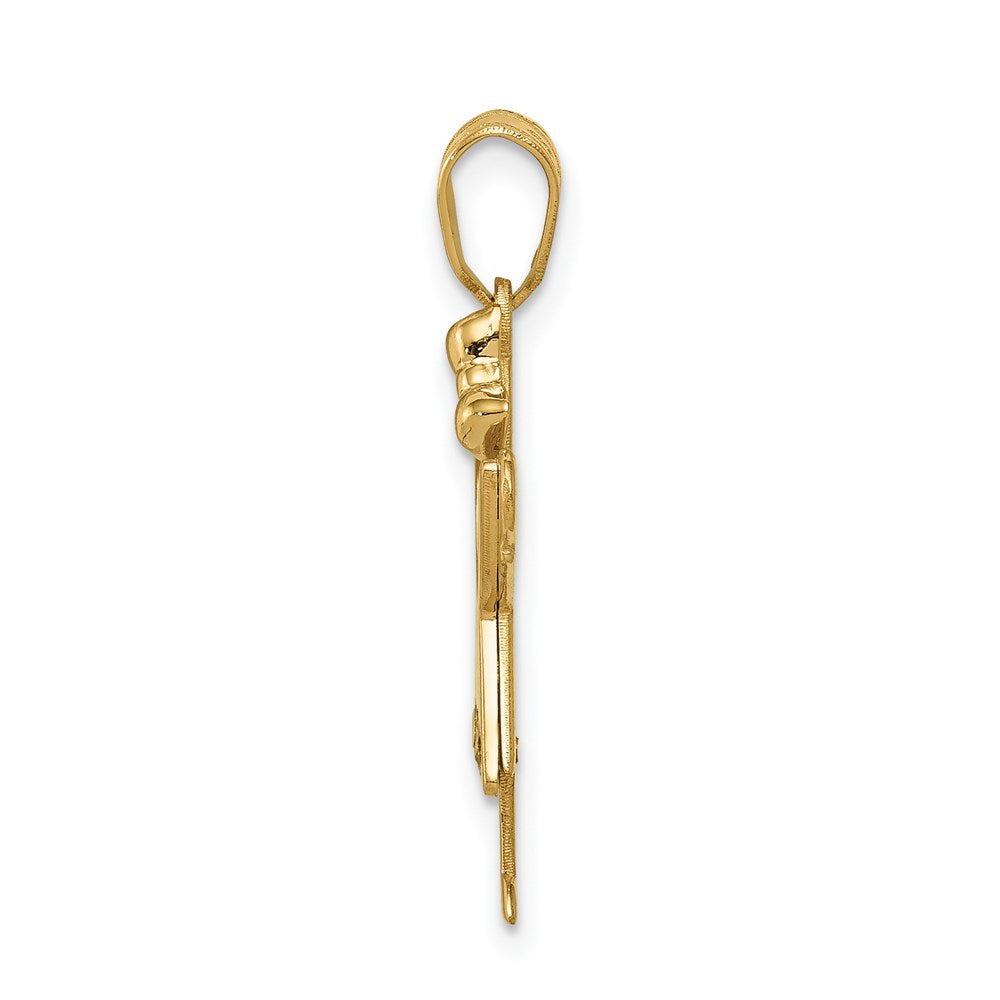 14k The Kids Small Girl with Ruffles and Bow on Right VS Diamond Love Pendant