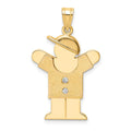 14k The Kids Medium Boy with Hat on Right AA Diamond Love Pendant