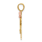 14k Two-tone The Kids Small Girl with Ruffles and Bow on Right AA Diamond Love Pendant