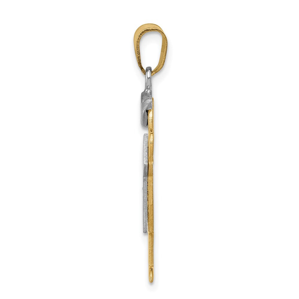 14k Two-tone The Kids Medium Boy with Hat on Left AA Diamond Kiss Pendant
