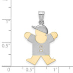 14k Two-tone The Kids Medium Boy with Hat on Right AA Diamond Joy Pendant