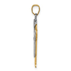14k Two-tone The Kids Medium Boy in Overalls with Hat on Left AA Diamond Love Pendant