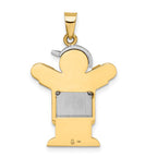 14k Two-tone The Kids Medium Boy in Overalls with Hat on Left AA Diamond Love Pendant