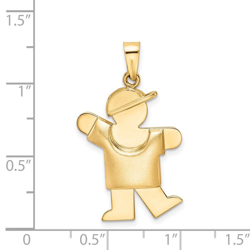 14k The Kids Puffed Boy with Hat on Left Engravable Kiss Charm