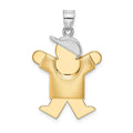 14k Two-tone The Kids Medium Puffed Boy with Hat on Right Engravable Joy Charm