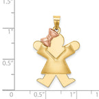 14k Two-tone The Kids Medium Puffed Girl with Bow on Left Engravable Joy Charm