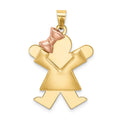 14k Two-tone The Kids Medium Puffed Girl with Bow on Left Engravable Joy Charm