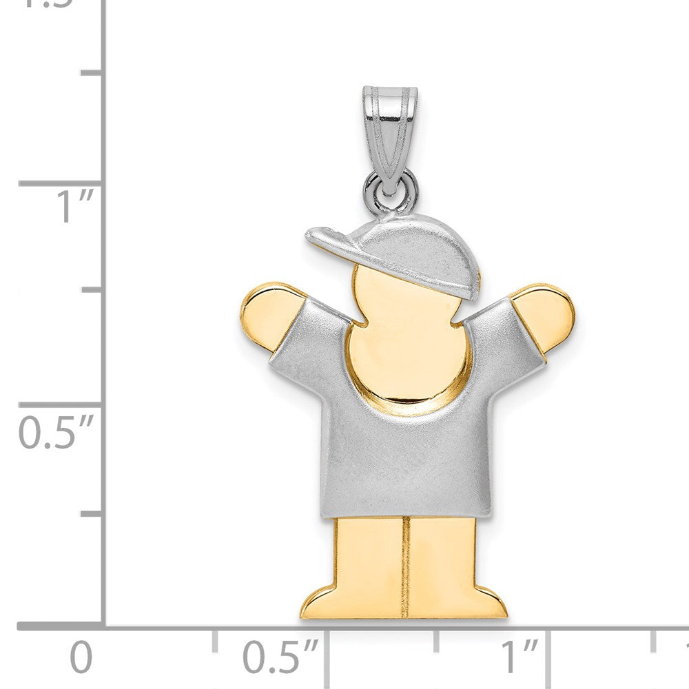 14k Two-tone The Kids Medium Puffed Boy with Hat on Right Engravable Love Charm