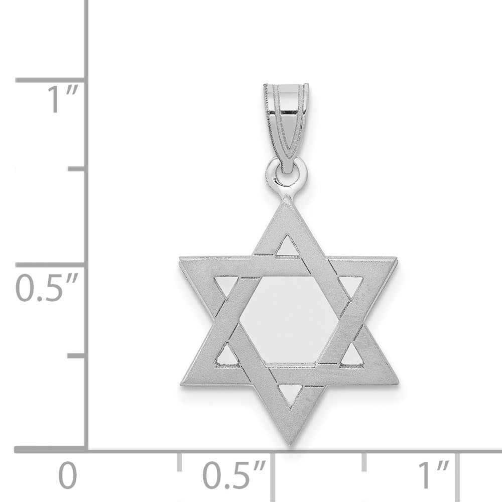14k White Gold Star Of David Pendant