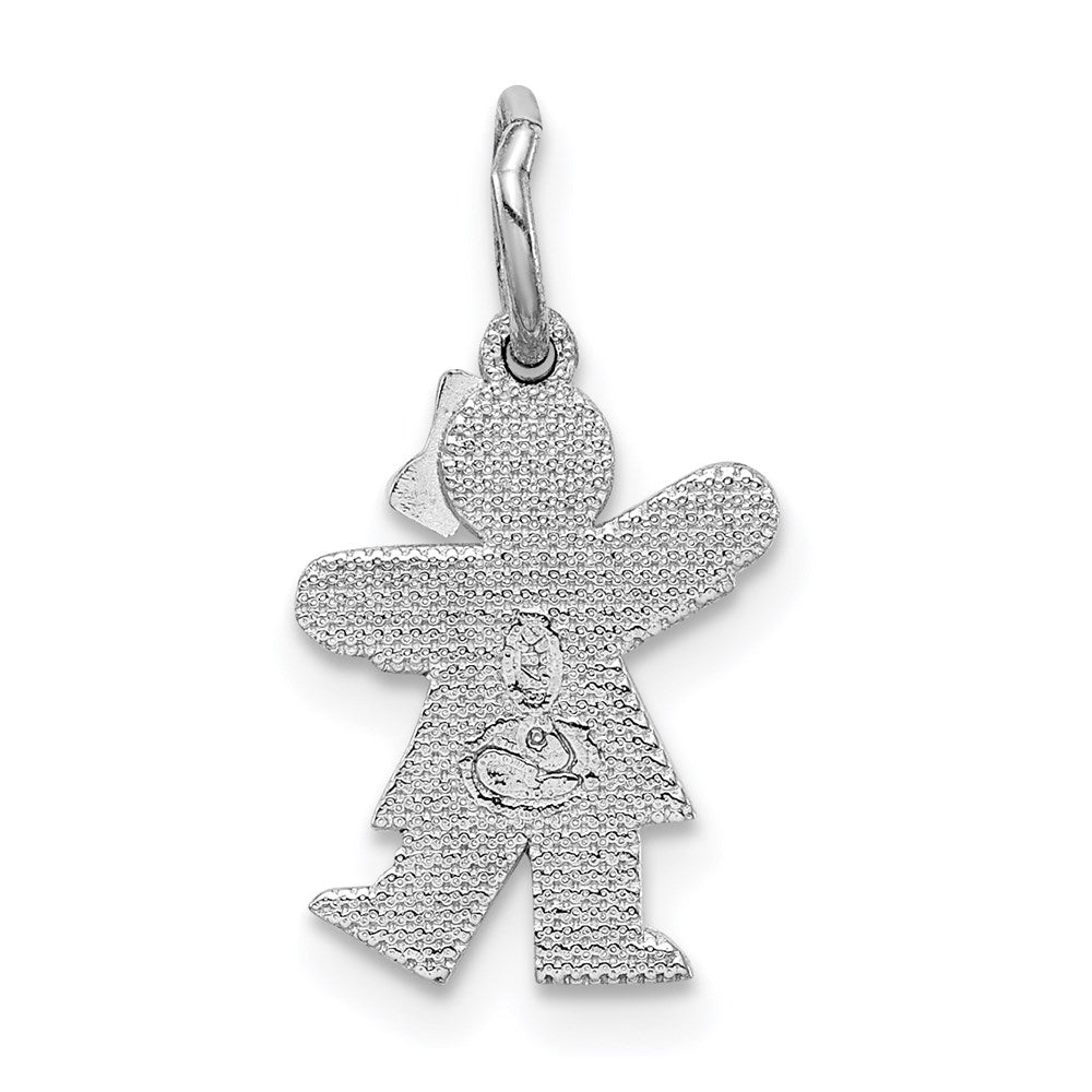 14k White Gold The Kids Mini Girl Kiss Charm
