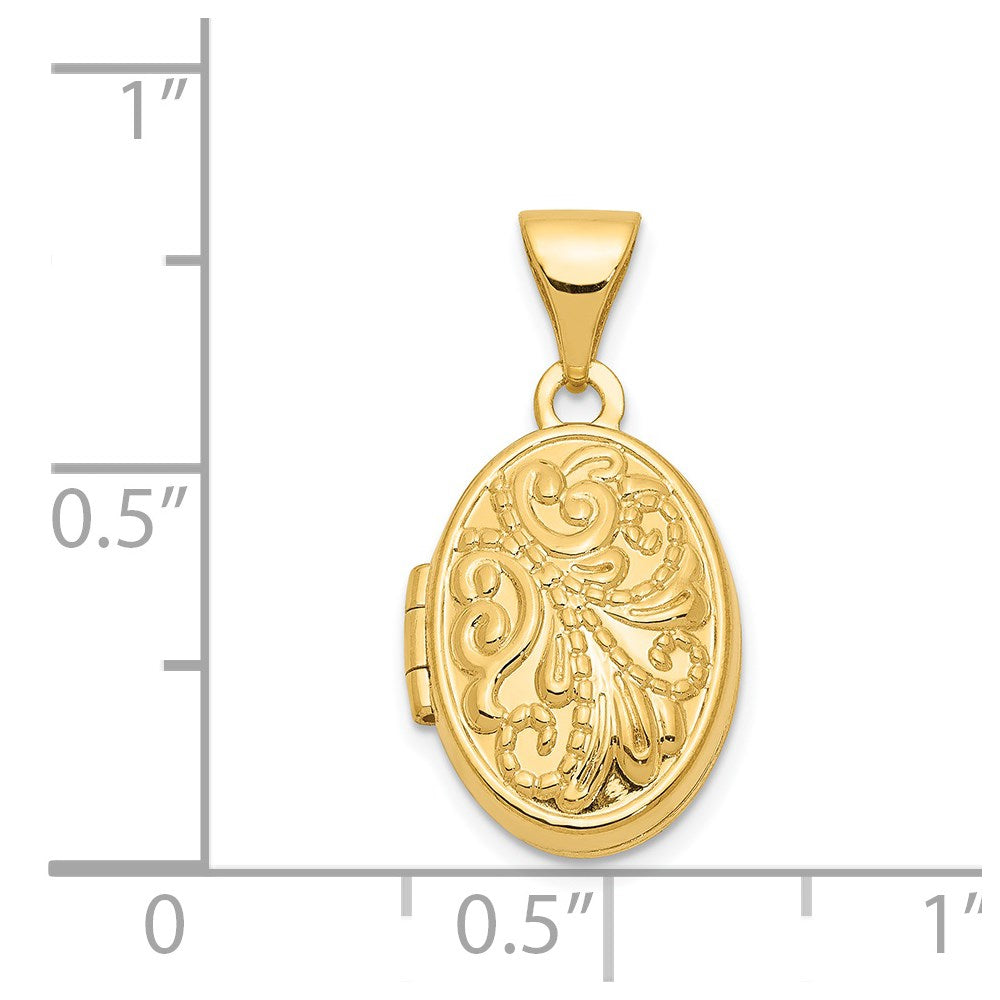 14k Beaded Scroll Design 13mm Oval Locket