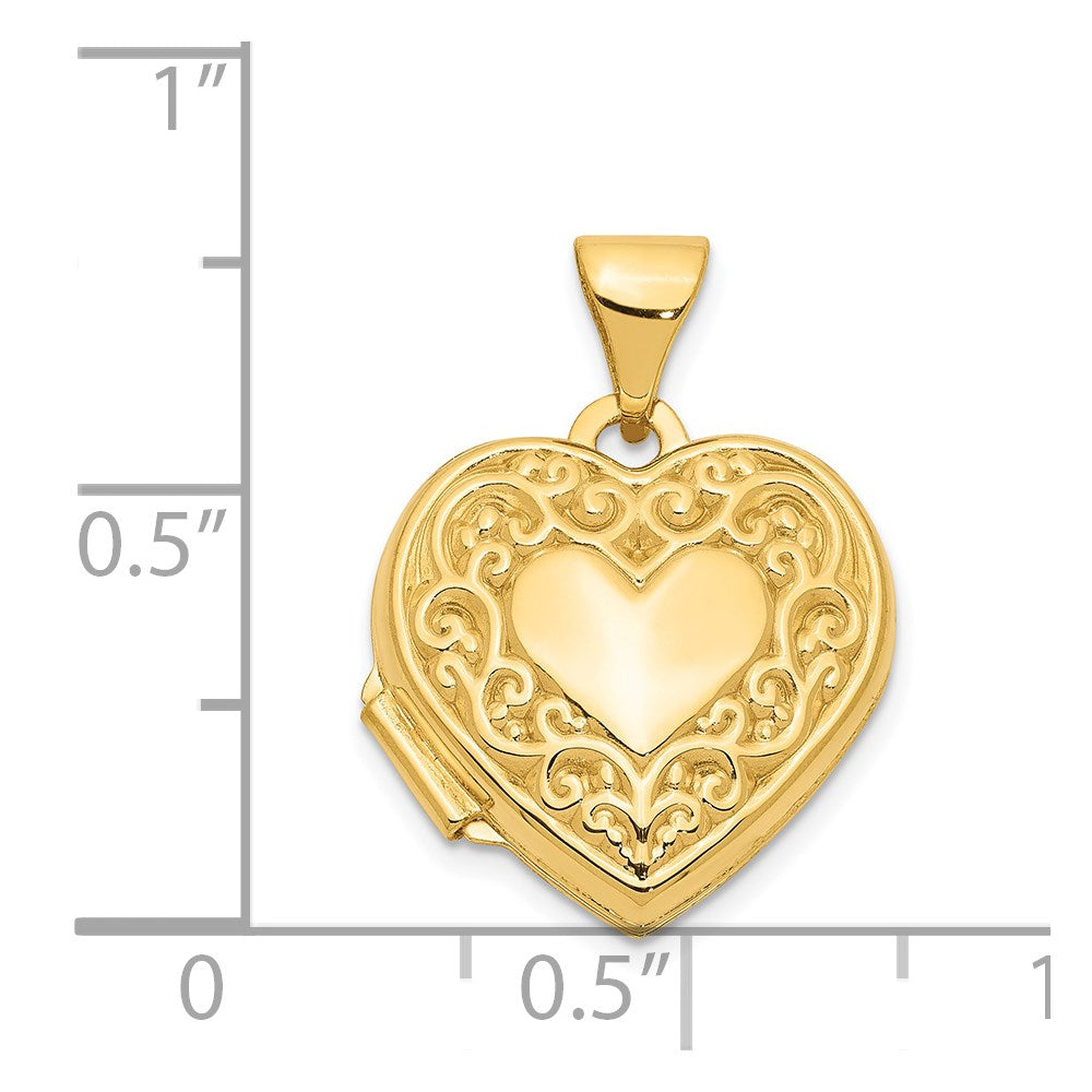 14k Polished Scrolled 15mm Heart Locket
