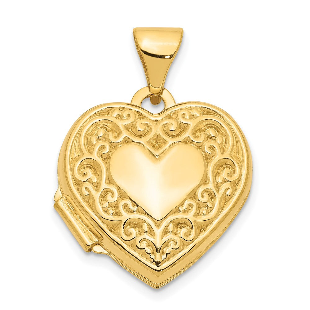 14k Polished Scrolled 15mm Heart Locket