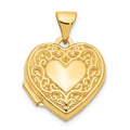 14k Polished Scrolled 15mm Heart Locket