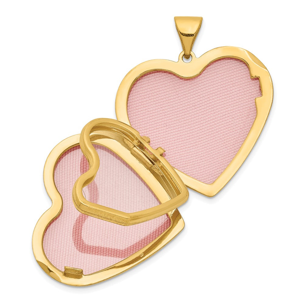 14k Diamond Floral  21mm Heart Family Locket Holds 4 Photos