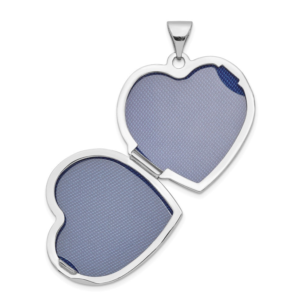 14k White Gold Scallop Design 21mm Heart Locket
