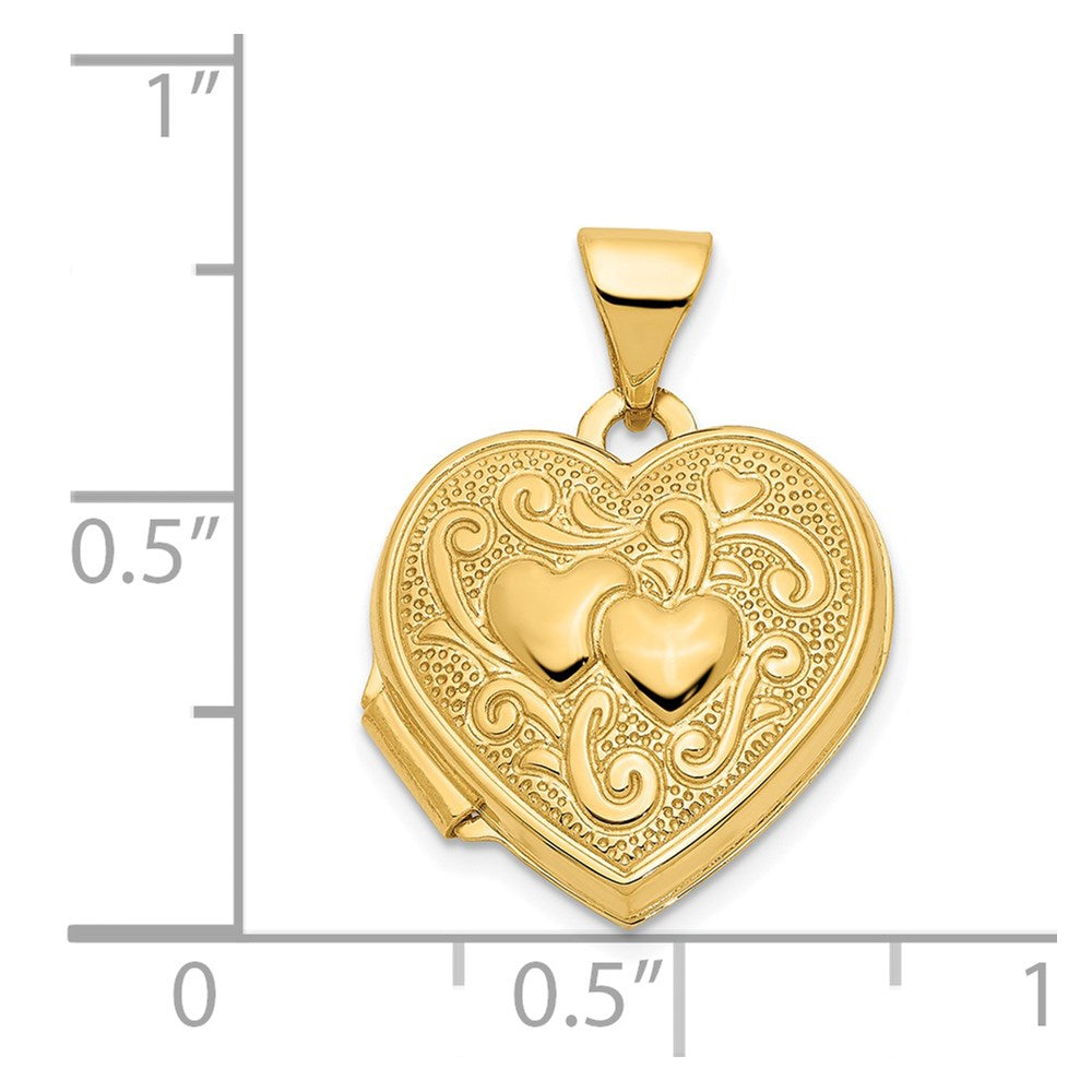 14k Two Hearts 15mm Heart Locket