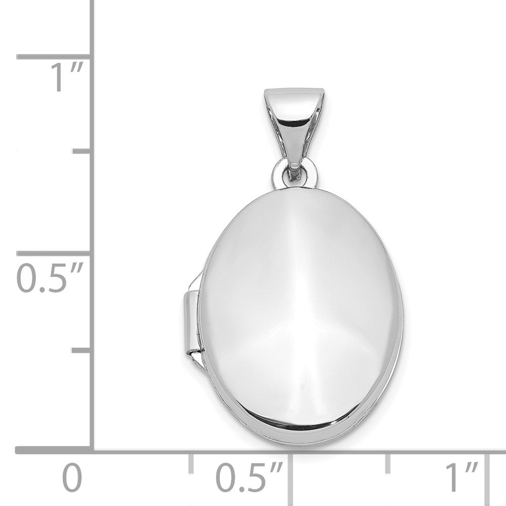14k White Gold Polished Plain 17mm  Oval Locket