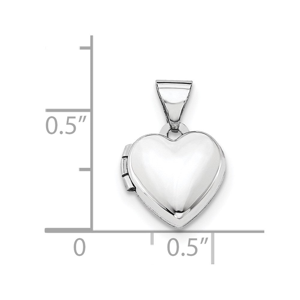 14k White Gold Polished Plain 10mm Heart Locket