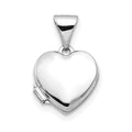 14k White Gold Polished Plain 10mm Heart Locket