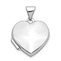 14k White Gold Polished Plain 15mm Heart Locket