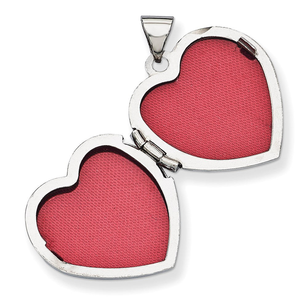 14k White Gold Diamond Claddagh with Poem on Reverse 18mm Heart Locket