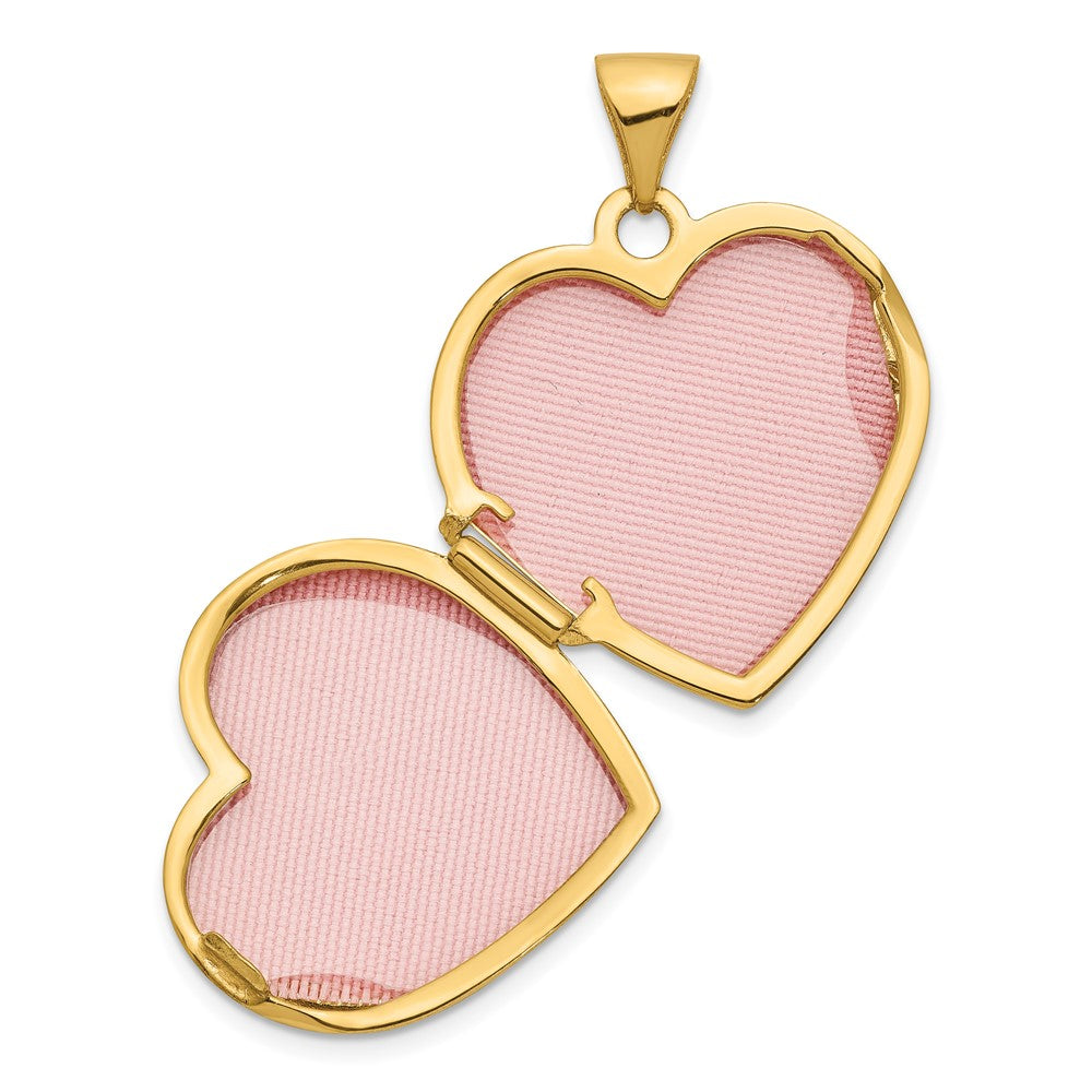 14k with White Rhodium Celtic Knot with Heart of Gold Poem on Reverse 18mm Heart Locket