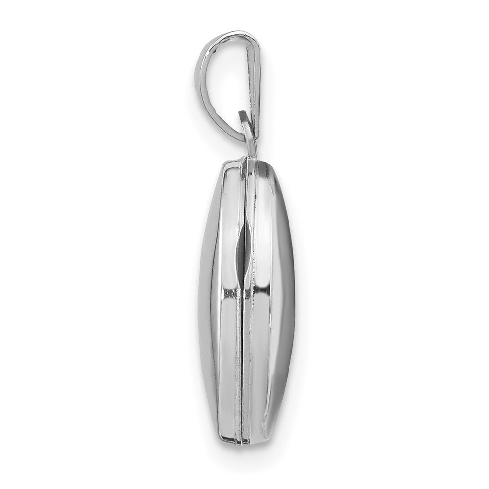 14k White Gold Polished Plain 13mm Oval Locket