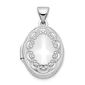 14k White Gold Scalloped Border 17mm Oval Locket