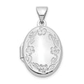 14k White Gold Floral Border 17mm Oval Locket