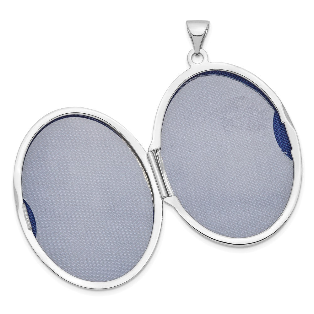 14k White Gold Reversible Floral Swirl Design 32mm Oval Locket