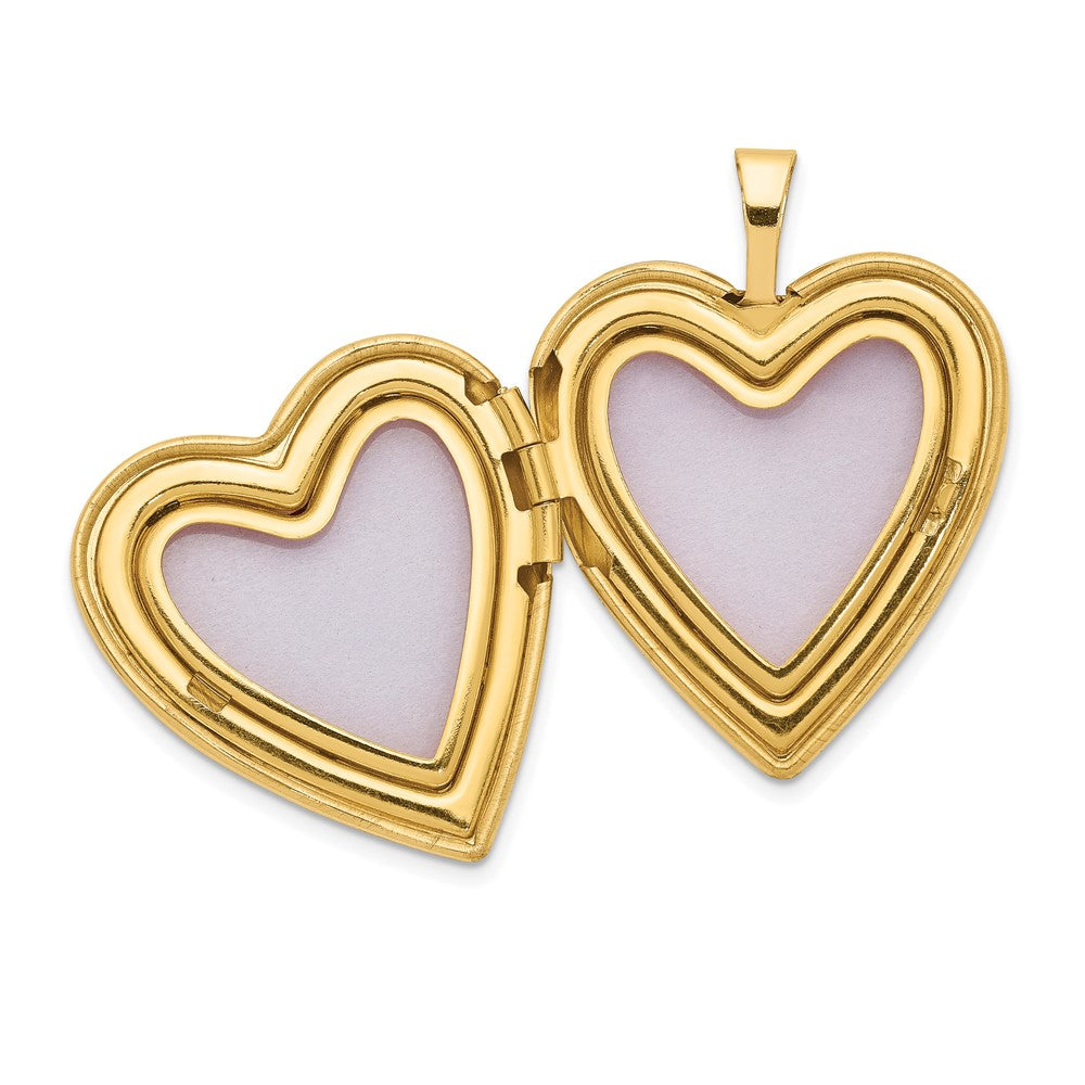 14k Diamond Satin and Diamond-cut Cross 20mm Heart Locket