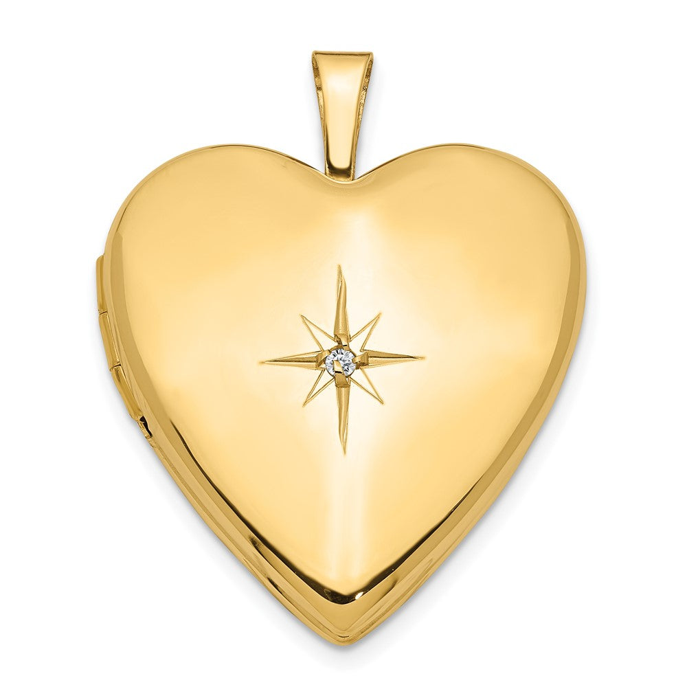 14K Diamond Star 20mm Heart Locket