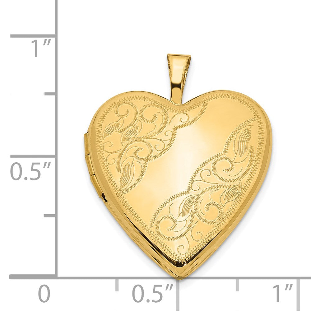 14k Polished Swirl Design 20mm Heart Locket