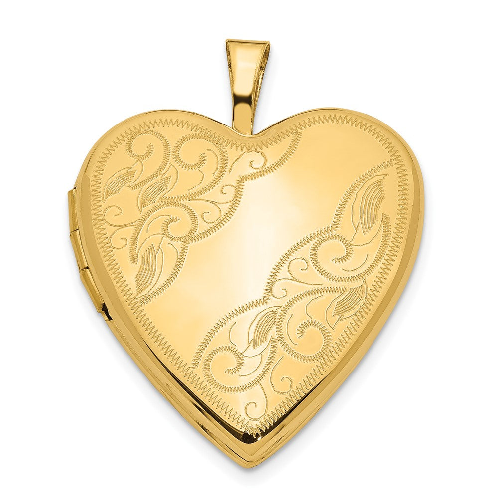 14k Polished Swirl Design 20mm Heart Locket
