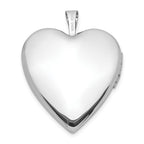 14K White Gold Polished and Satin Diamond Star 20mm Heart Locket