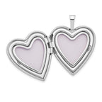 14K White Gold Polished and Satin Diamond Star 20mm Heart Locket