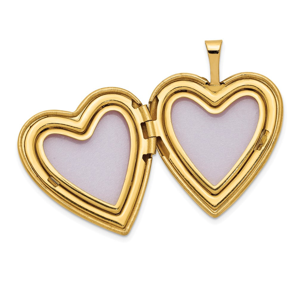 14K Satin Diamond Star I LOVE YOU Script 20mm Heart Locket