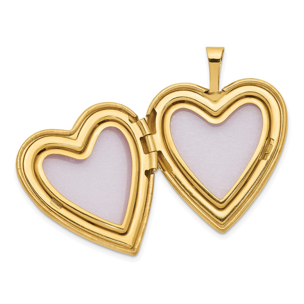 14K Pink and Green Enamel Rose I LOVE YOU Script 20mm Heart Locket