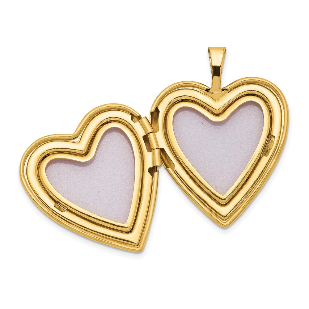 14K Pink and Green Enamel Rose 20mm Heart Locket