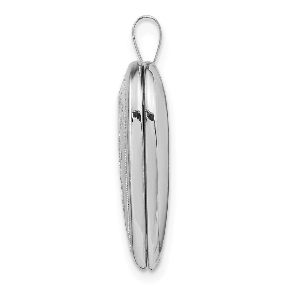 14K White Gold MOM Script with Hearts 20mm Heart Locket