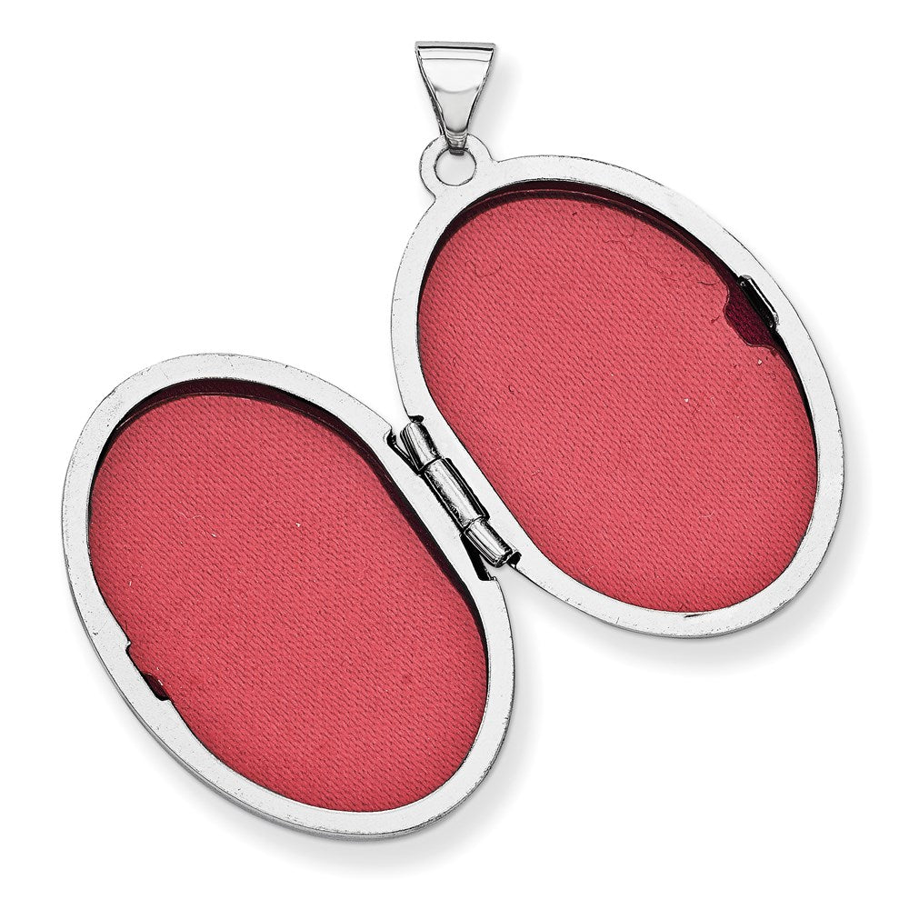 14k White Gold Scroll Design 26mm Oval Locket