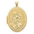 14k Reversible Floral Swirl Design32mm Oval Locket